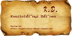 Kosztolányi Dénes névjegykártya